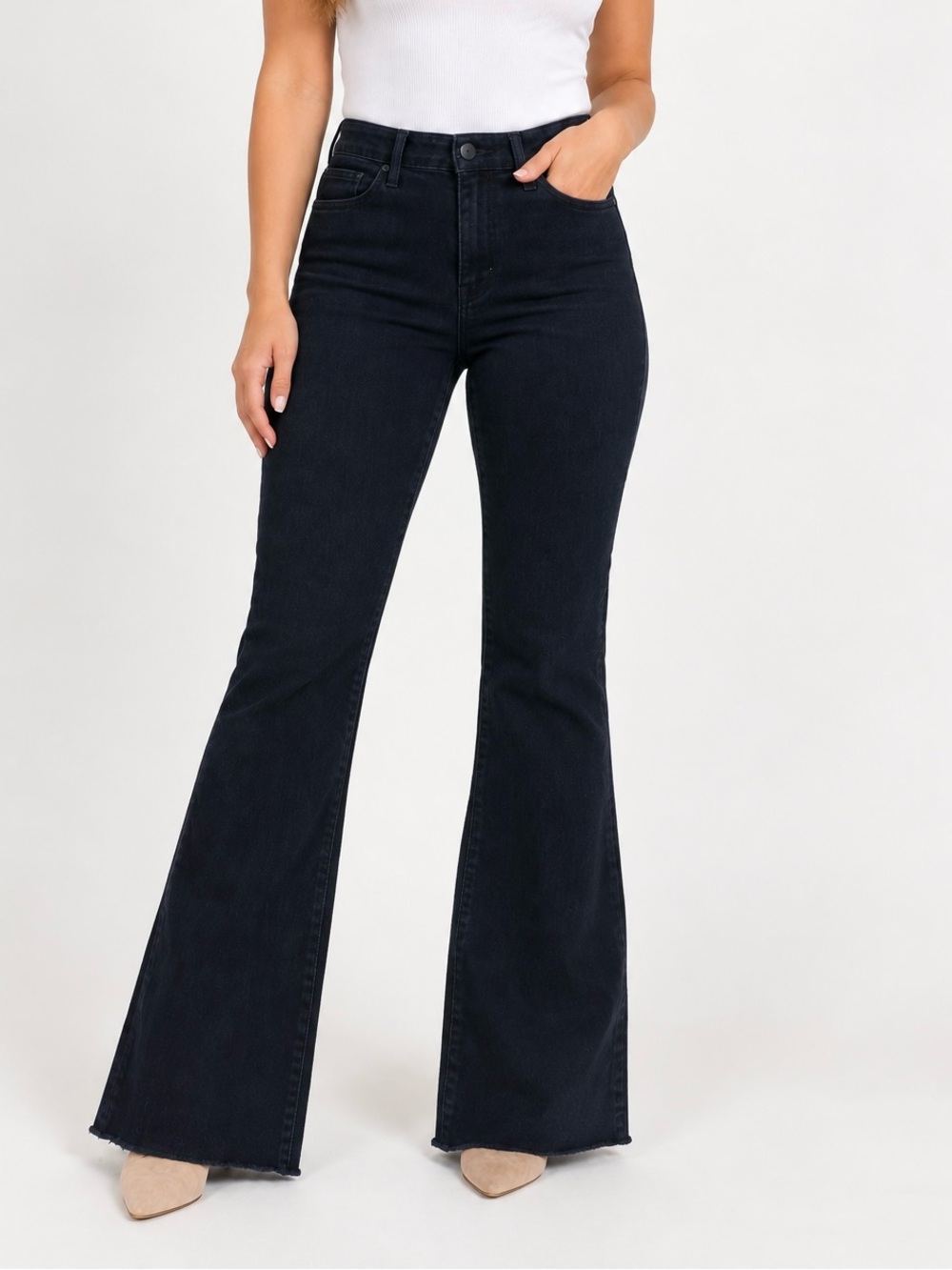 MOTHER High-Rise Black Flare Jeans